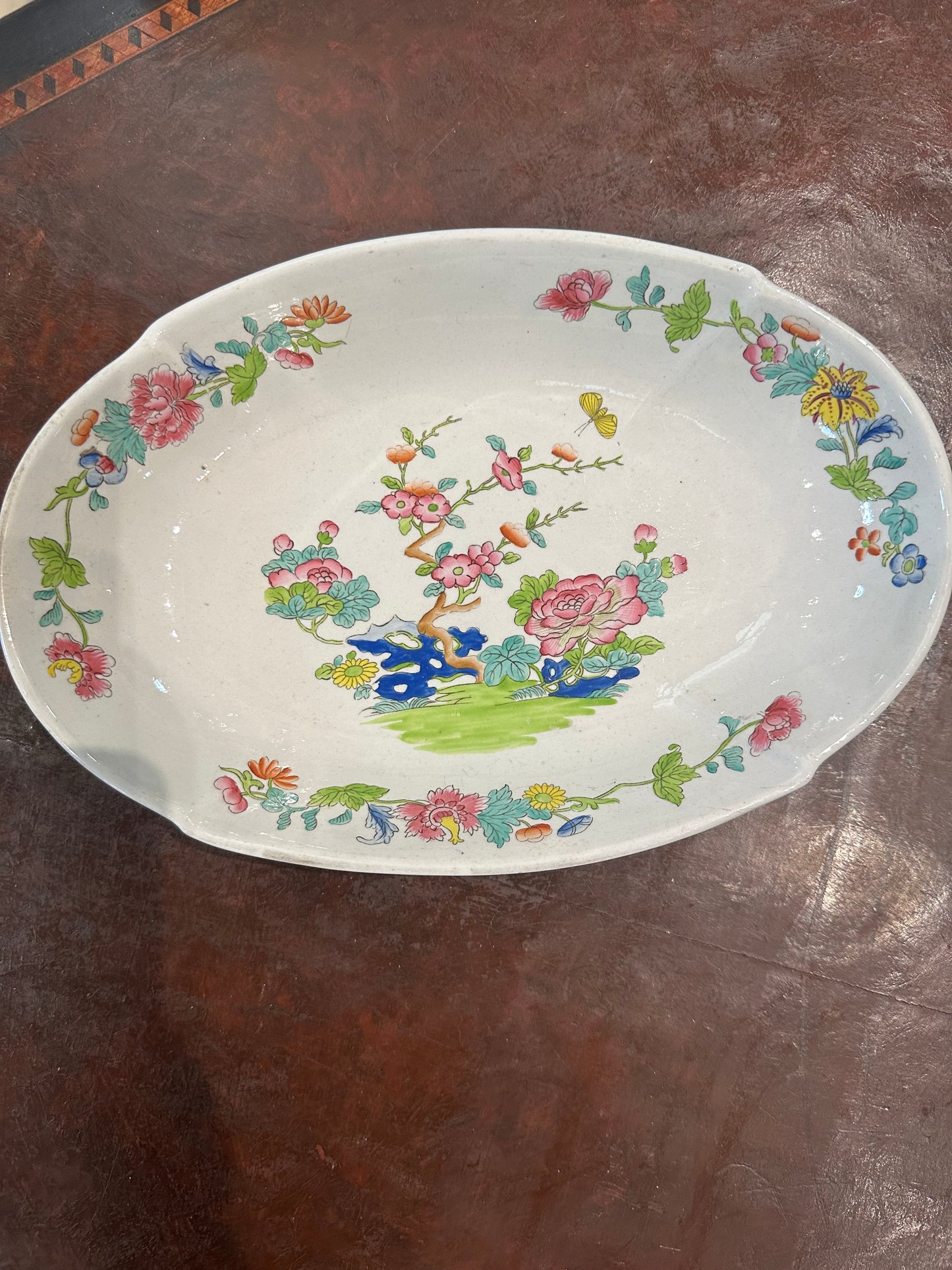 Spode Stone China Willis Indian Tree Pattern Small Oval Serving Bowl Circa 1840