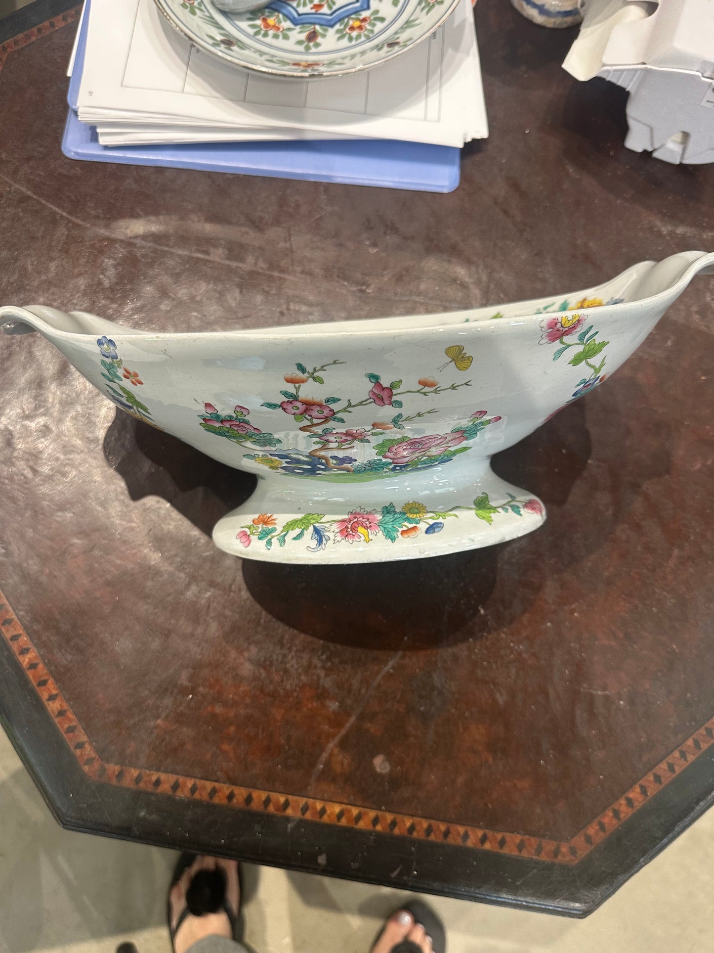 Spode Stone China “Willis Indian Tree” Large Footed Fruit Bowl