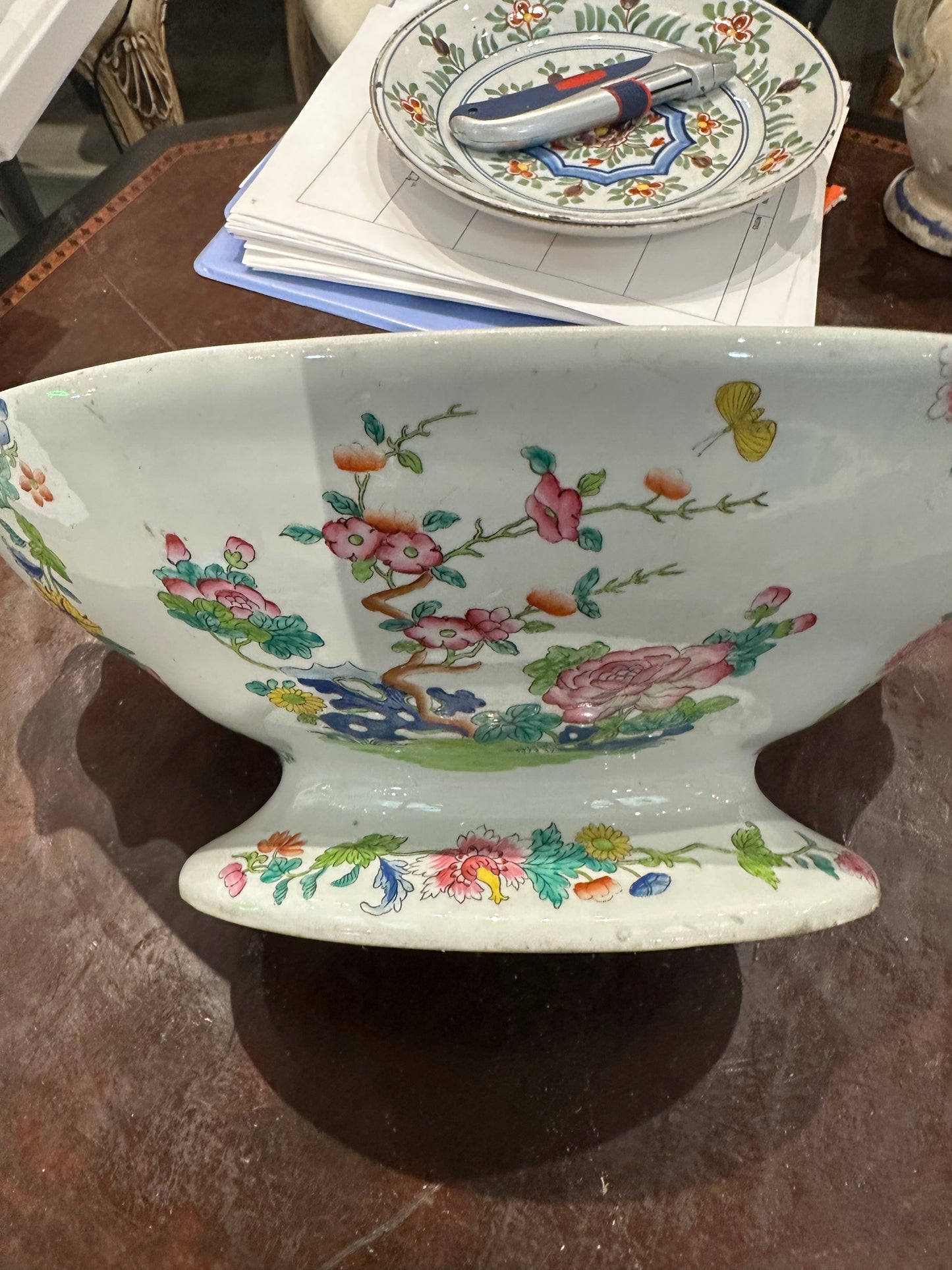 Spode Stone China “Willis Indian Tree” Large Footed Fruit Bowl