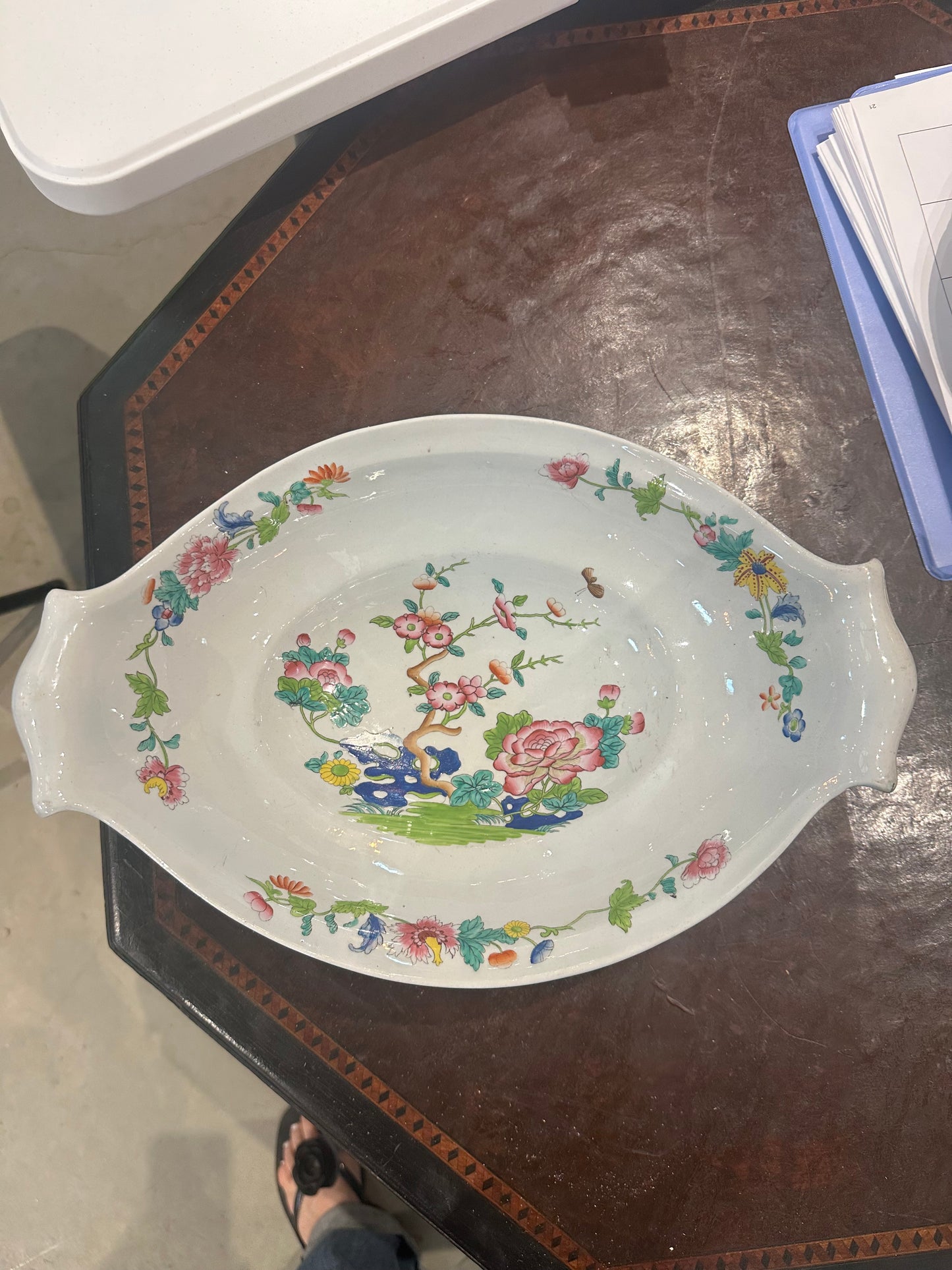 Spode Stone China “Willis Indian Tree” Large Footed Fruit Bowl