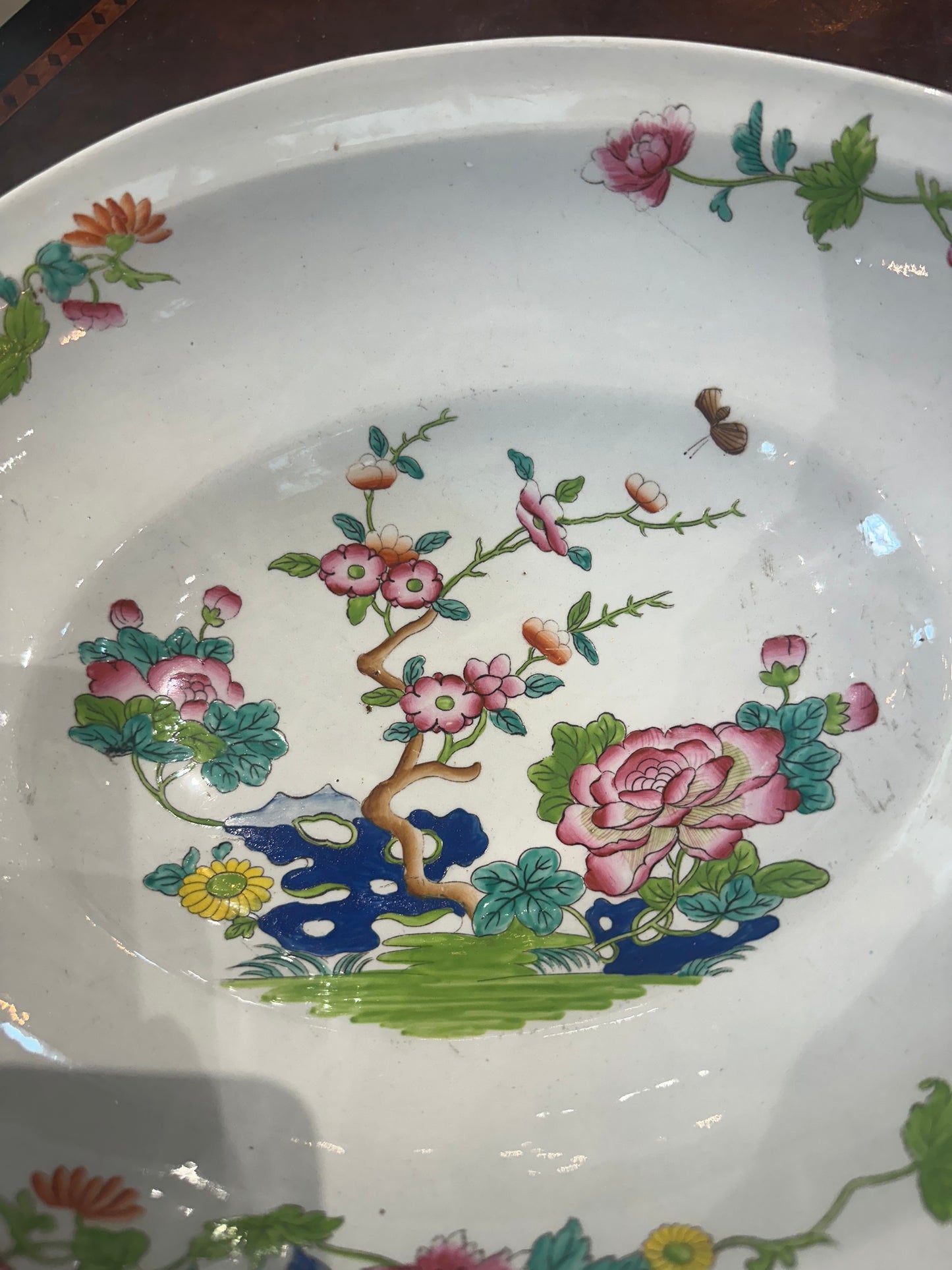 Spode Stone China “Willis Indian Tree” Large Footed Fruit Bowl