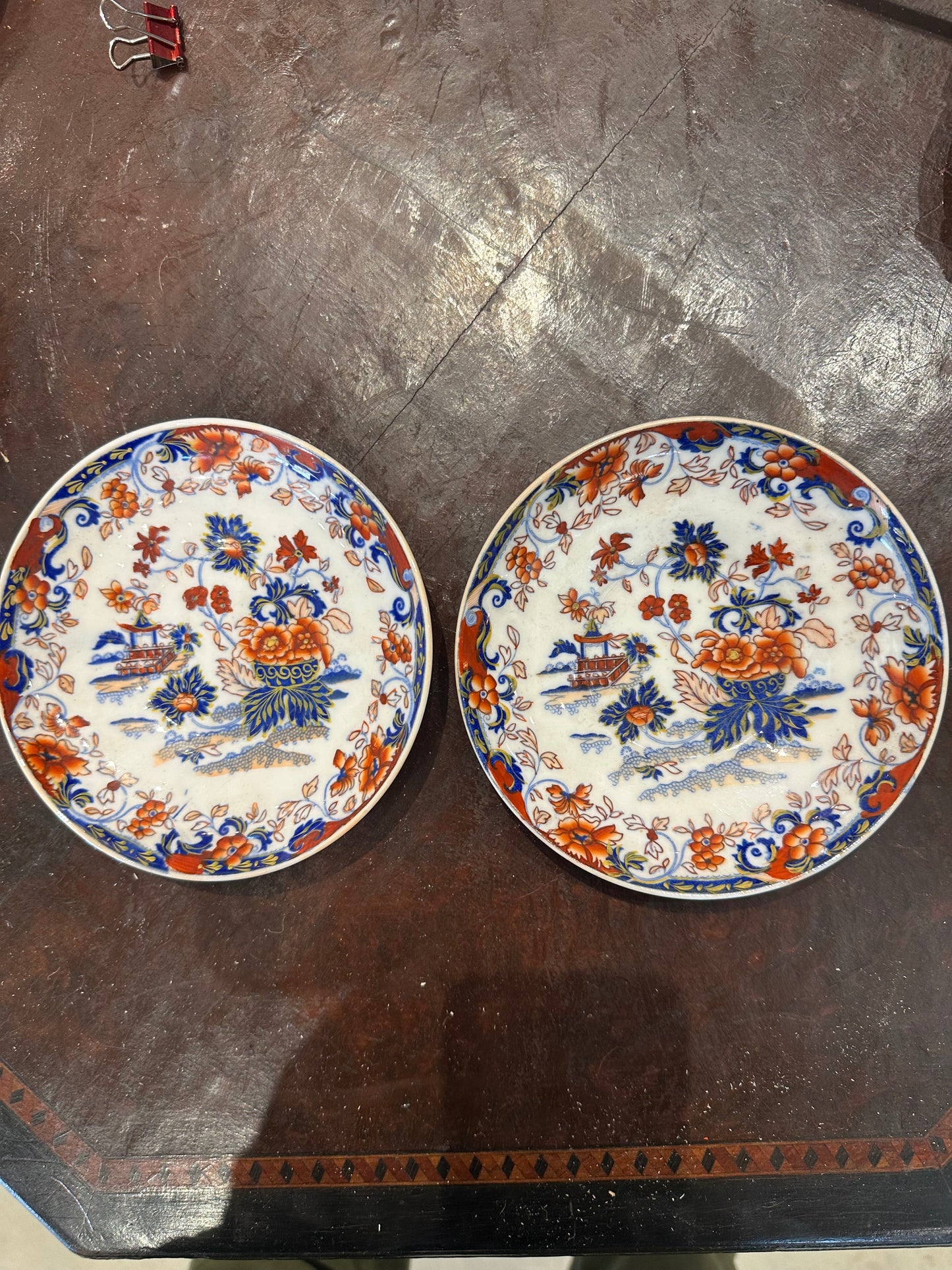 Amherst Japan Transferware Plate – Floral & Pagoda Motif