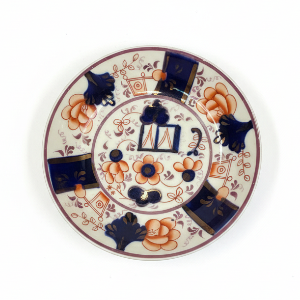 Antique Imari-Style Saucer – Bold Cobalt & Iron Red