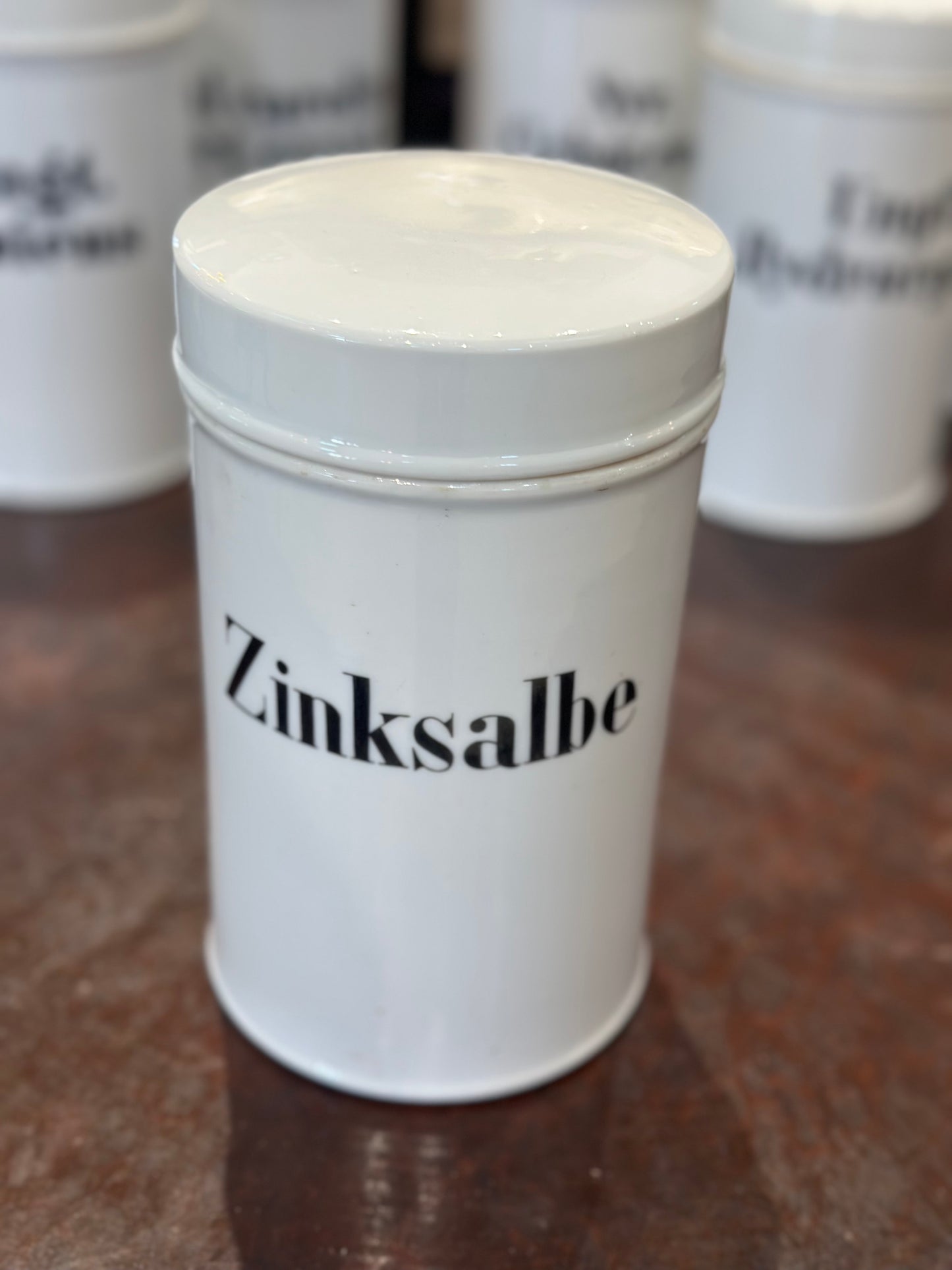 Antique Porcelain Apothecary Jar with Lid