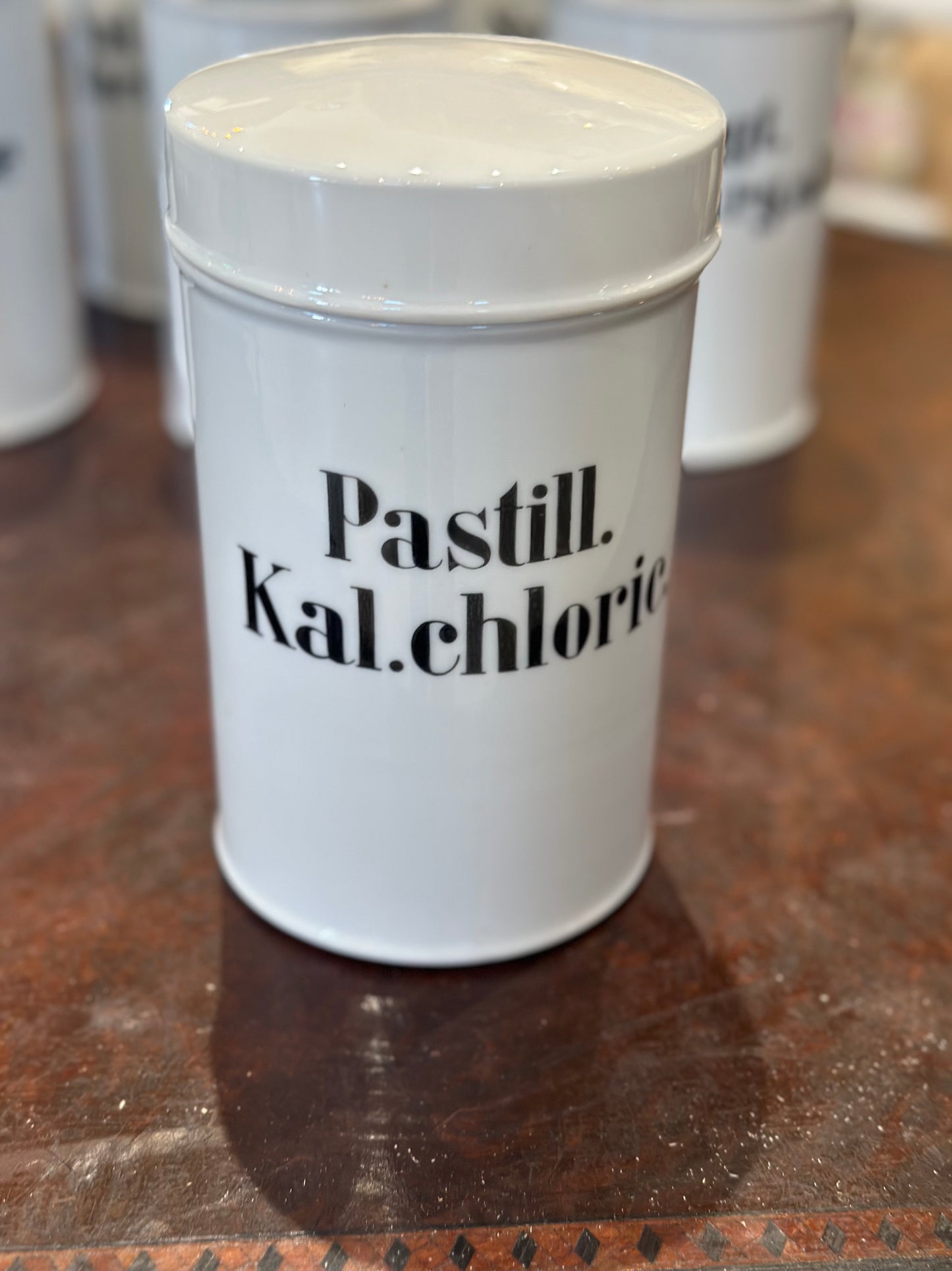 Antique Porcelain Apothecary Jar with Lid