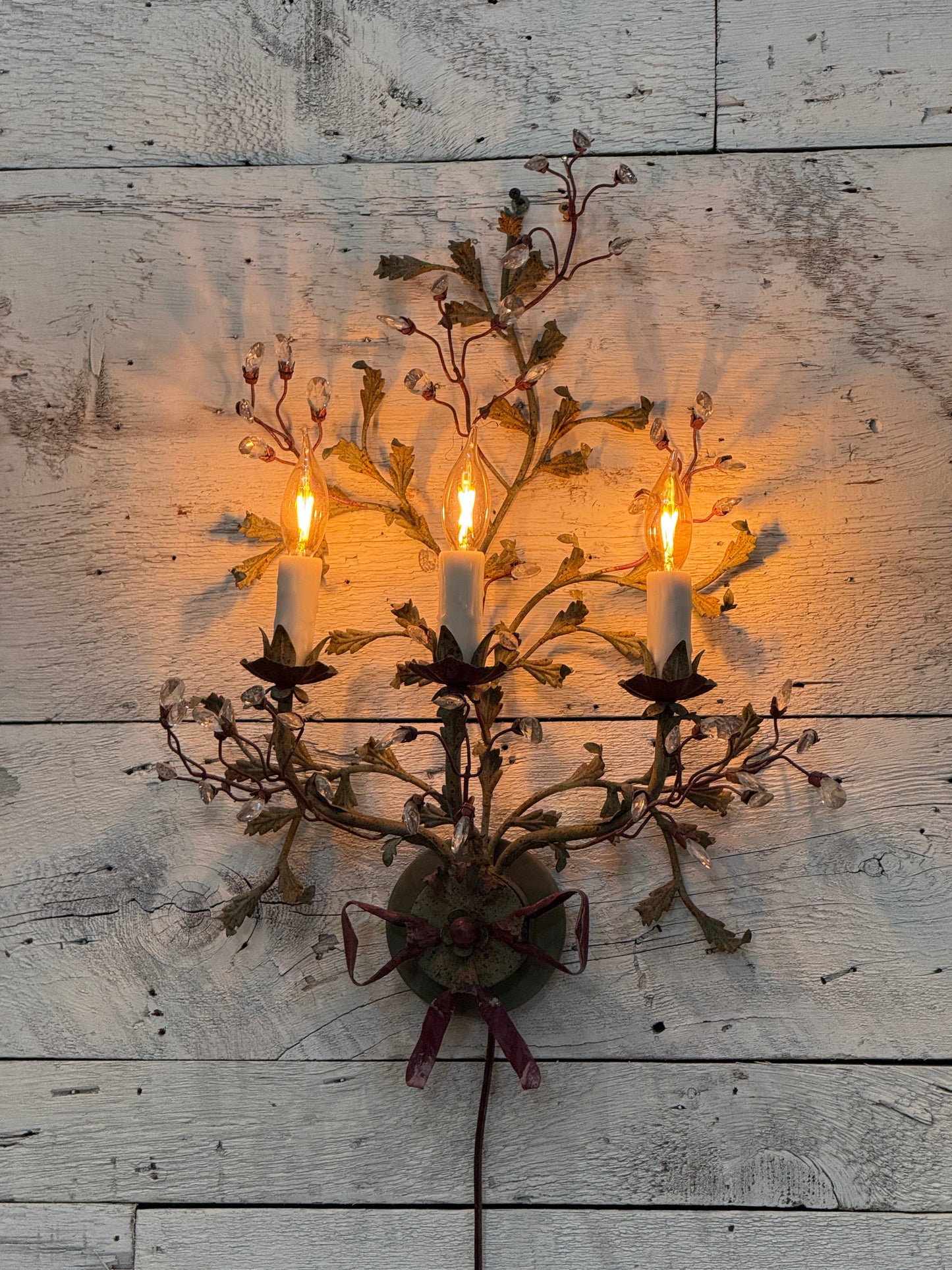 French Tole Wall Sconce - Sold as a pair