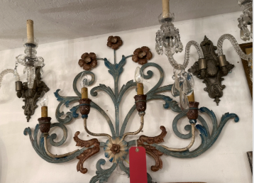 Large Painted Blue Sconce