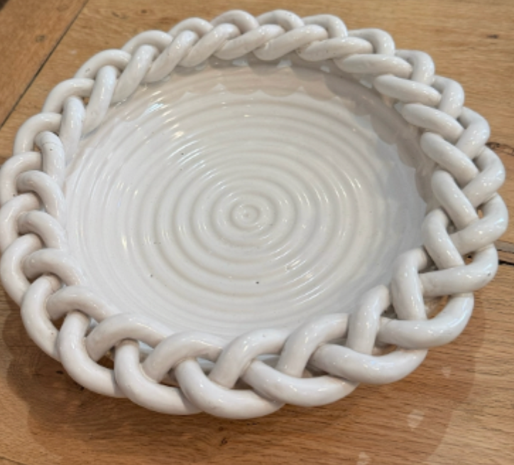 Emile Tessier White Ceramic Braided Rim Bowl