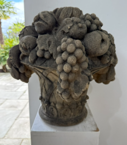 Carved Stone Fruit Basket Finial