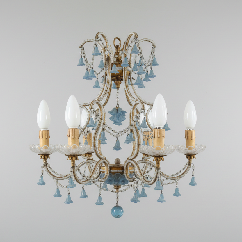 Luster-Chandlier with Blue Floral Drops