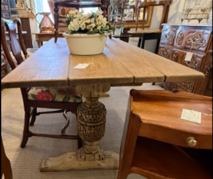 Bleached Oak Refectory Table Jacobean Revival Circa 1920
