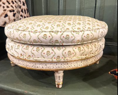 19th Century French Silk Upholstered Stool