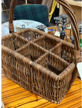 Woven Willow Six Compartment Bottle Basket