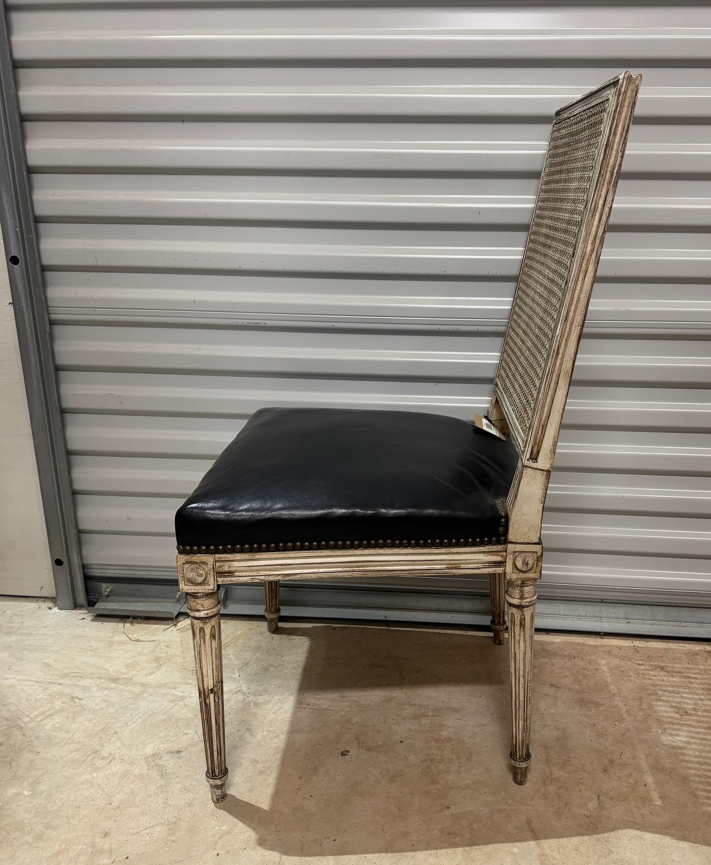 Black Leather Cane Back Chairs (6 Available) Sold Individually