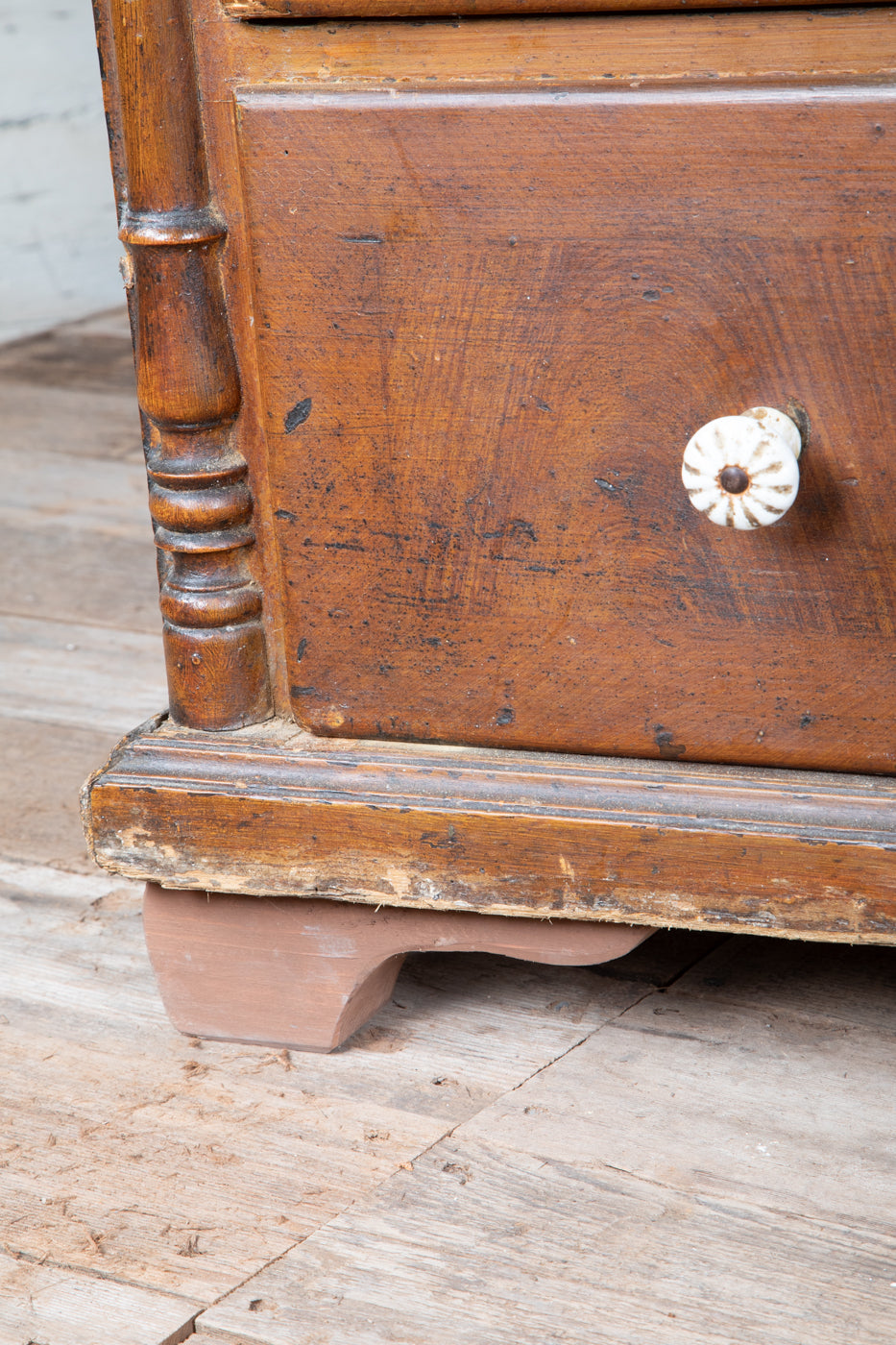 Large French 3 Drawer Dresser with White Knobs and Light Top