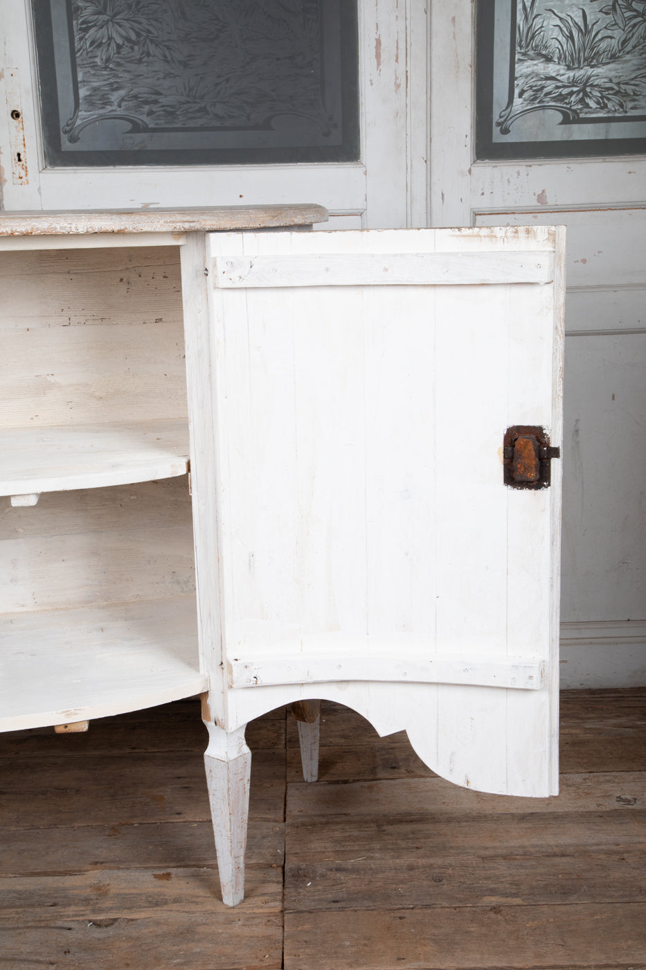 French-Style Painted Demilune Cabinet