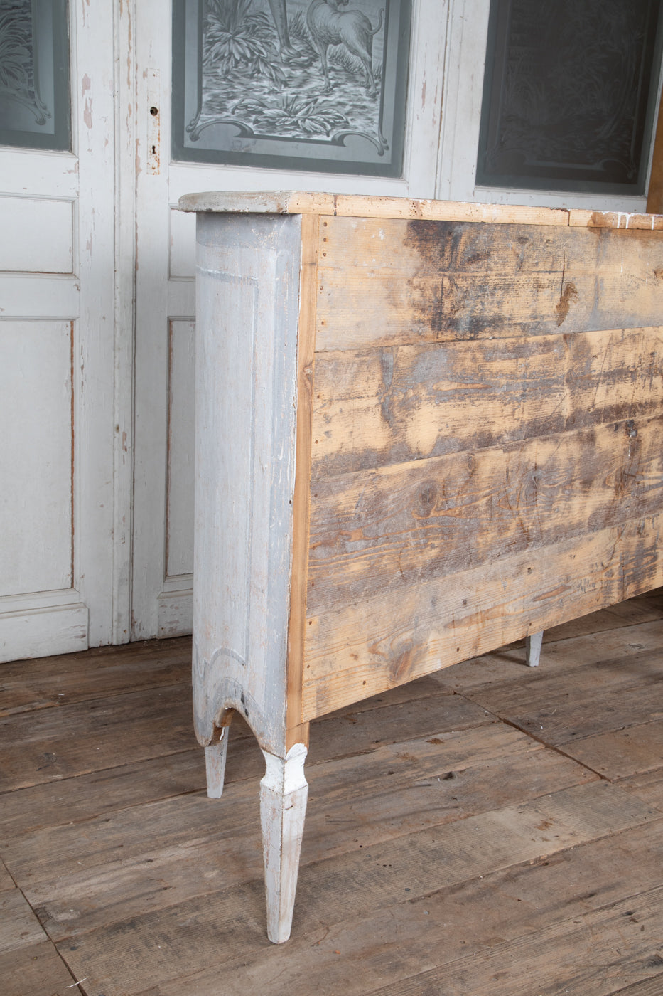 French-Style Painted Demilune Cabinet