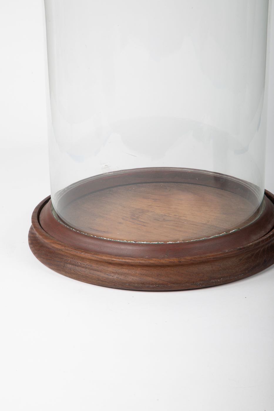 Large Glass Dome with Wooden Base