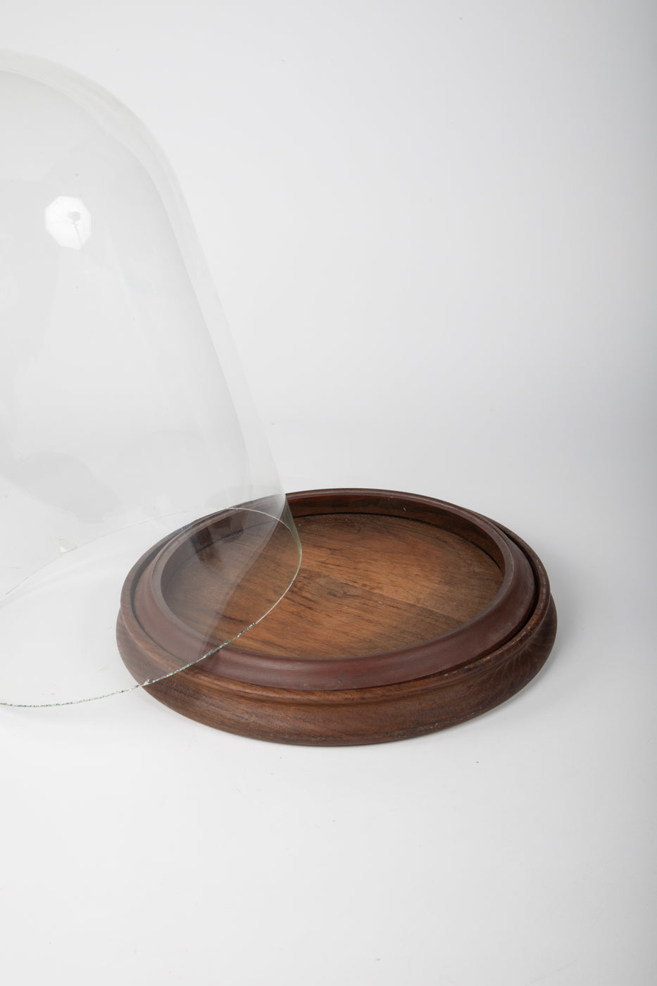Large Glass Dome with Wooden Base