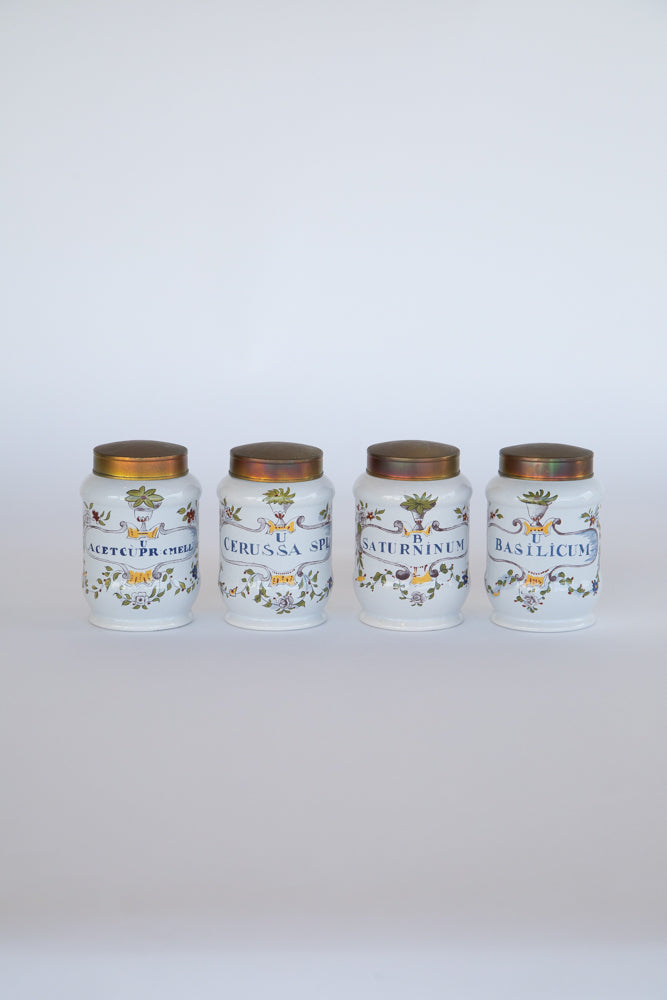 Italian Apothecary Oil Jar with Brass Lid