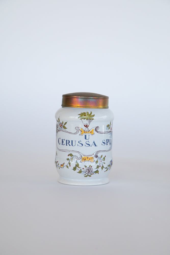 Italian Apothecary Oil Jar with Brass Lid