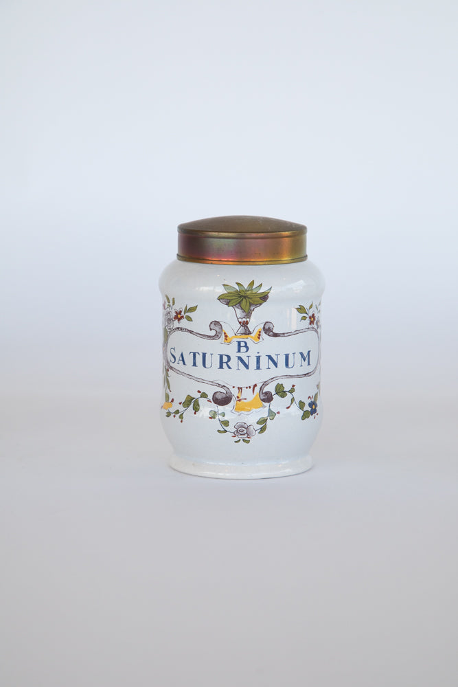 Italian Apothecary Oil Jar with Brass Lid