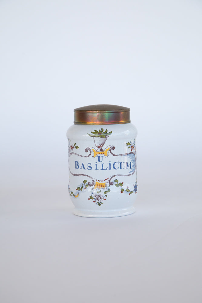 Italian Apothecary Oil Jar with Brass Lid