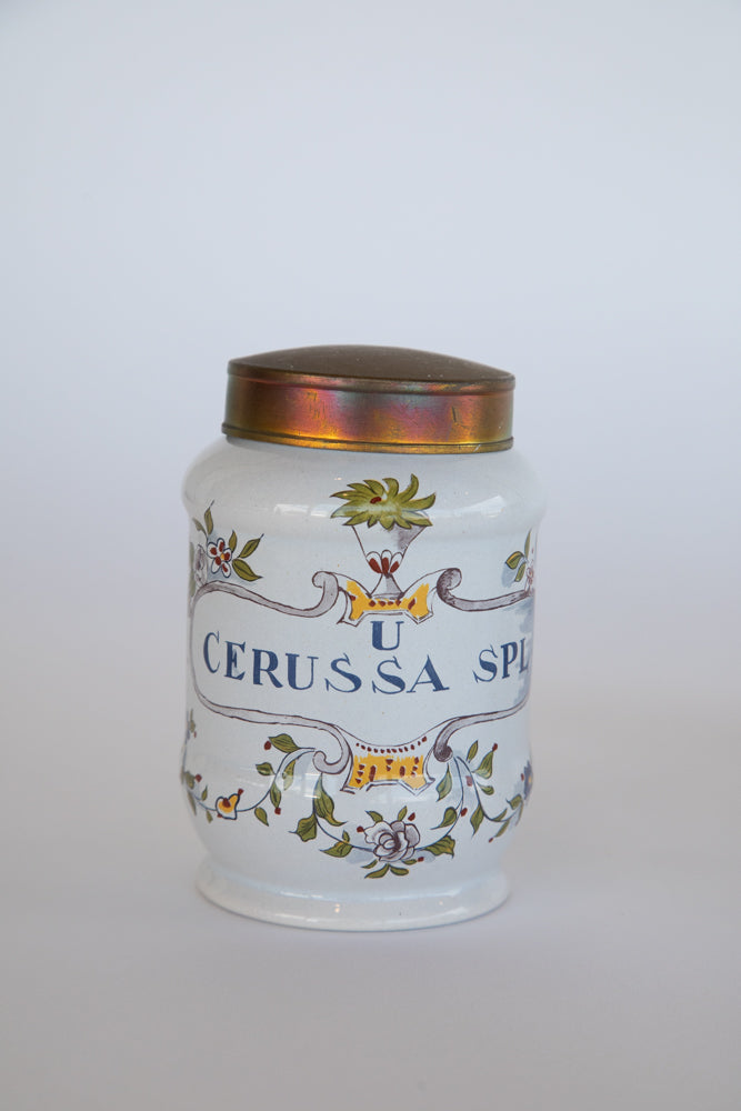 Italian Apothecary Oil Jar with Brass Lid
