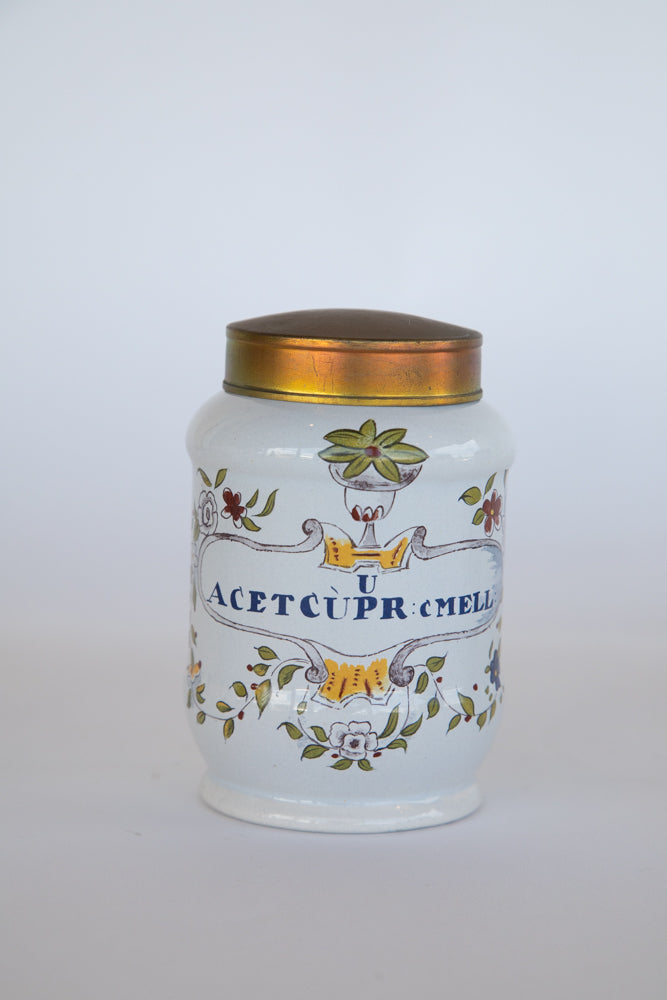 Italian Apothecary Oil Jar with Brass Lid