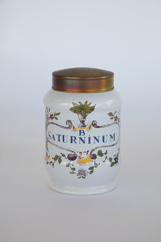 Italian Apothecary Oil Jar with Brass Lid