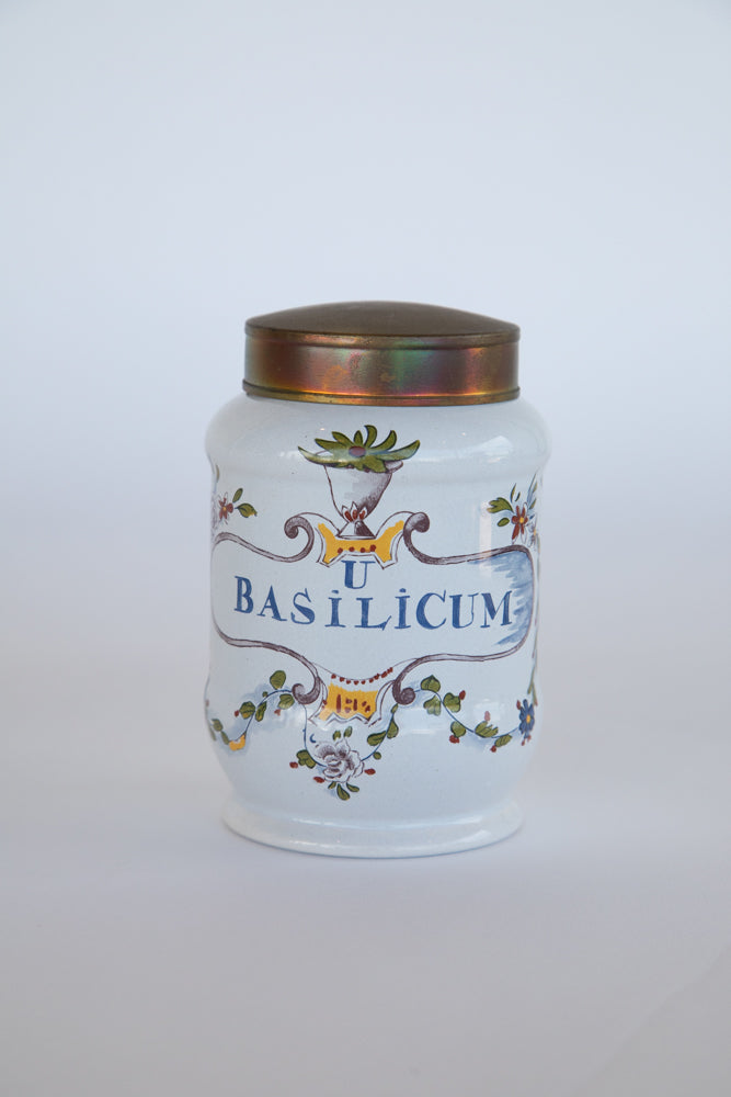 Italian Apothecary Oil Jar with Brass Lid
