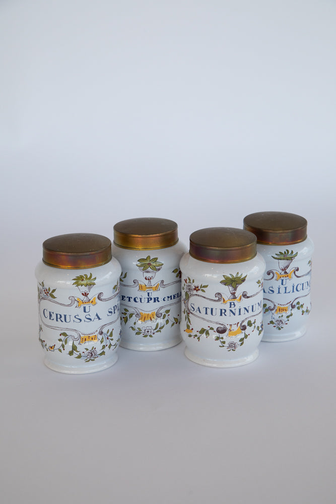 Italian Apothecary Oil Jar with Brass Lid