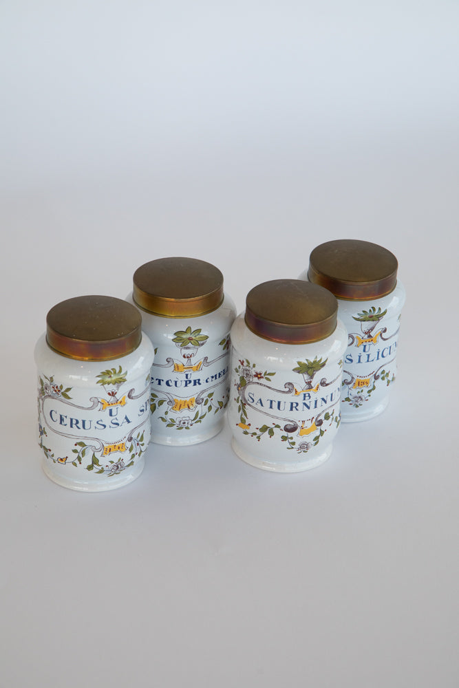 Italian Apothecary Oil Jar with Brass Lid