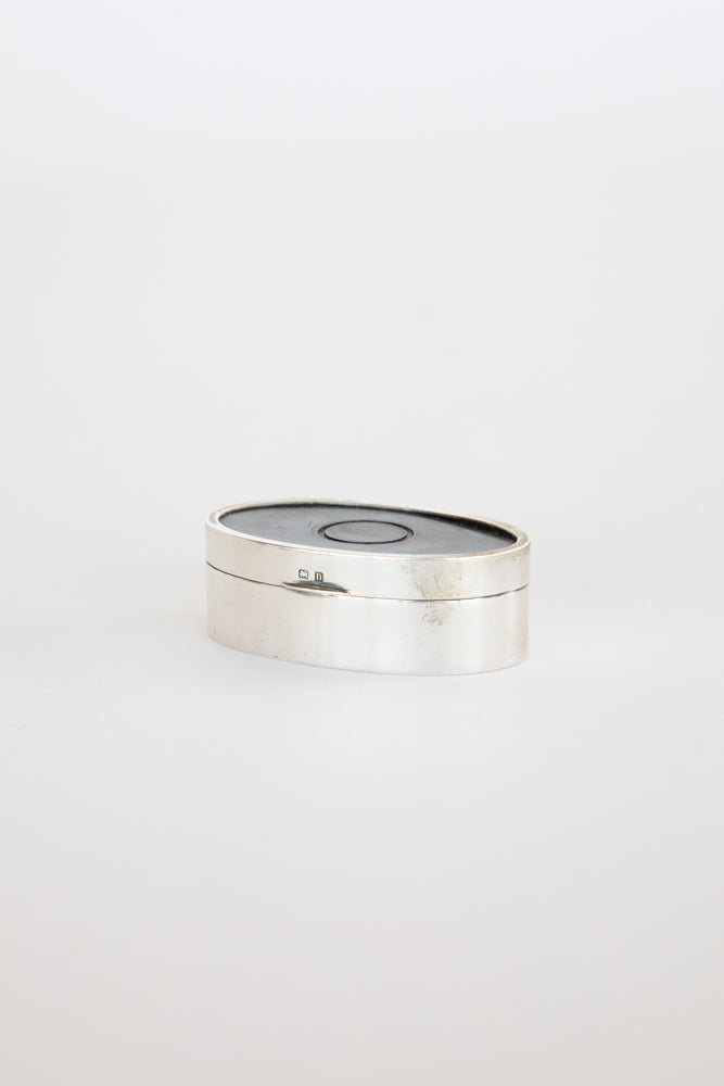 Small Silver Box with Tortoise Shell Top and Leather Bottom