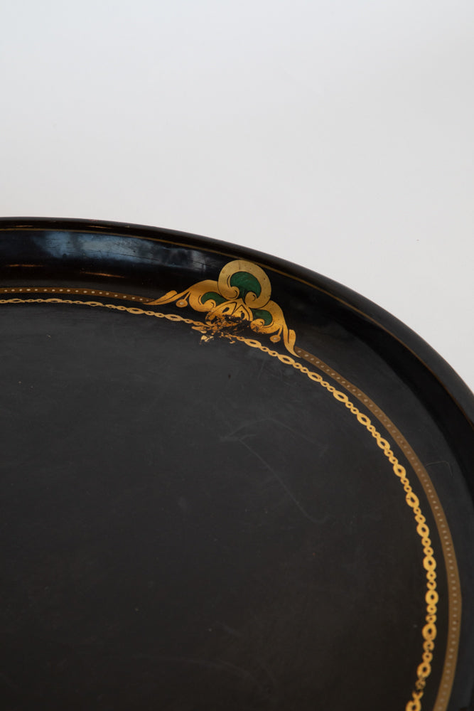 Large Black Oval Tole Tray