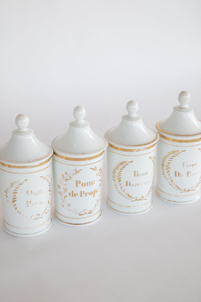 Apothecary Oil Jar with Lid and Gold Accents