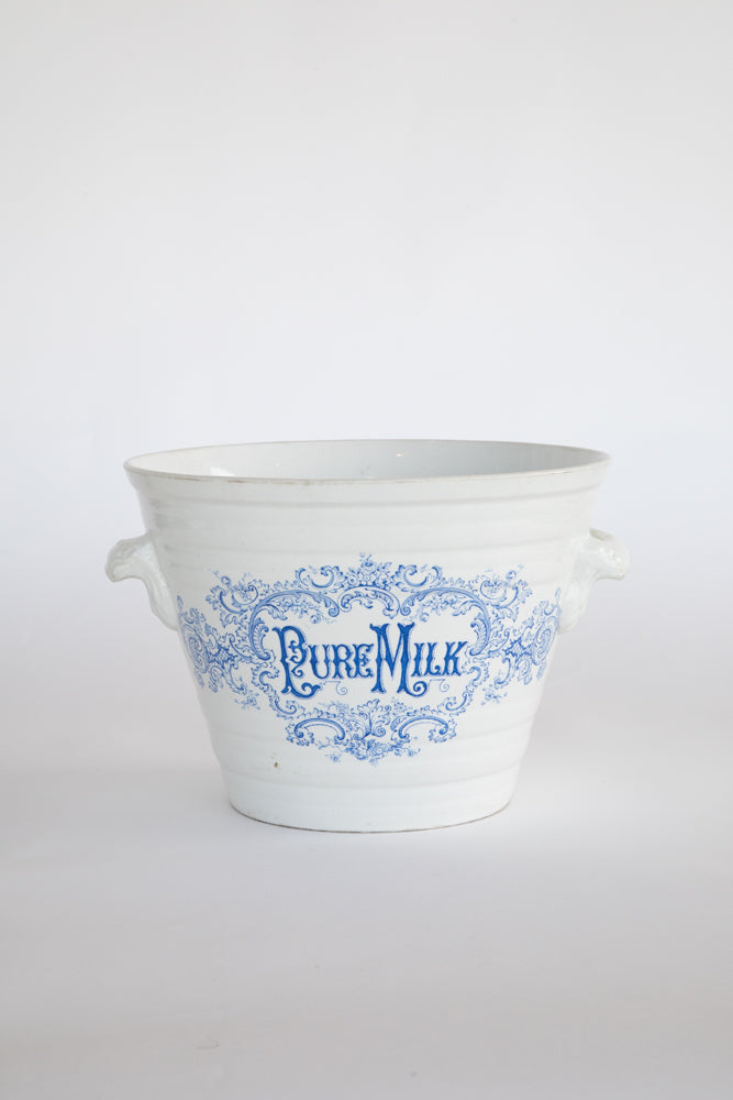 "Pure Milk" Ironstone Dairy Pail ~Rare~ 19th Century