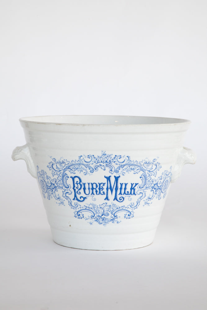 "Pure Milk" Ironstone Dairy Pail ~Rare~ 19th Century
