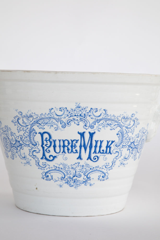 "Pure Milk" Ironstone Dairy Pail ~Rare~ 19th Century