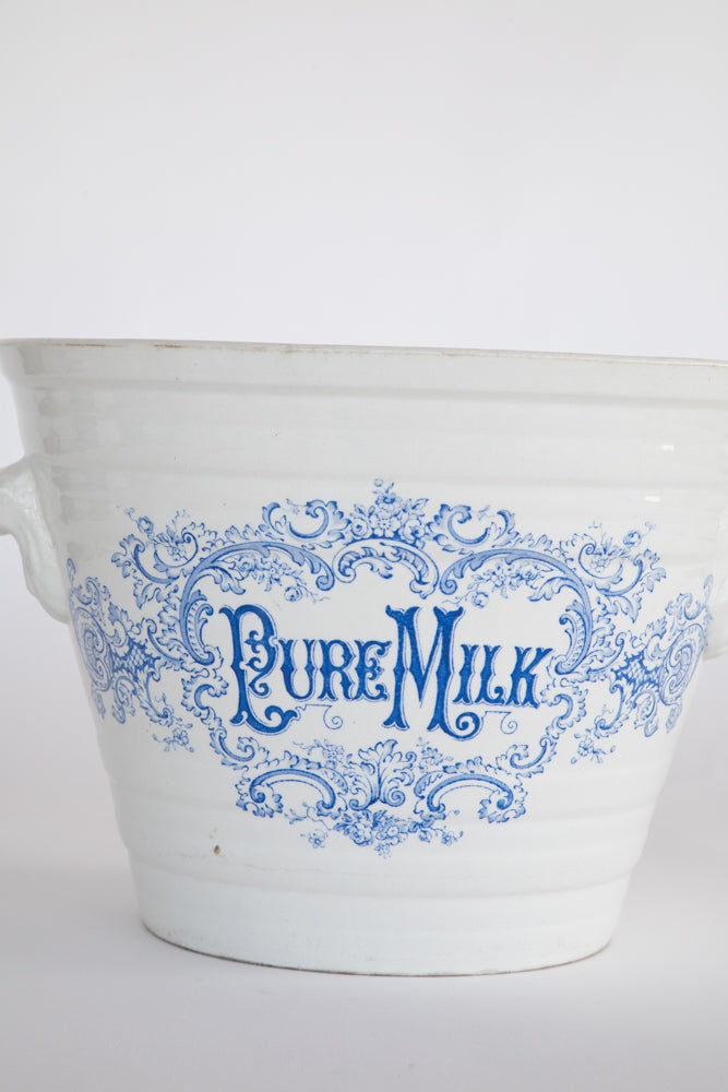 "Pure Milk" Ironstone Dairy Pail ~Rare~ 19th Century