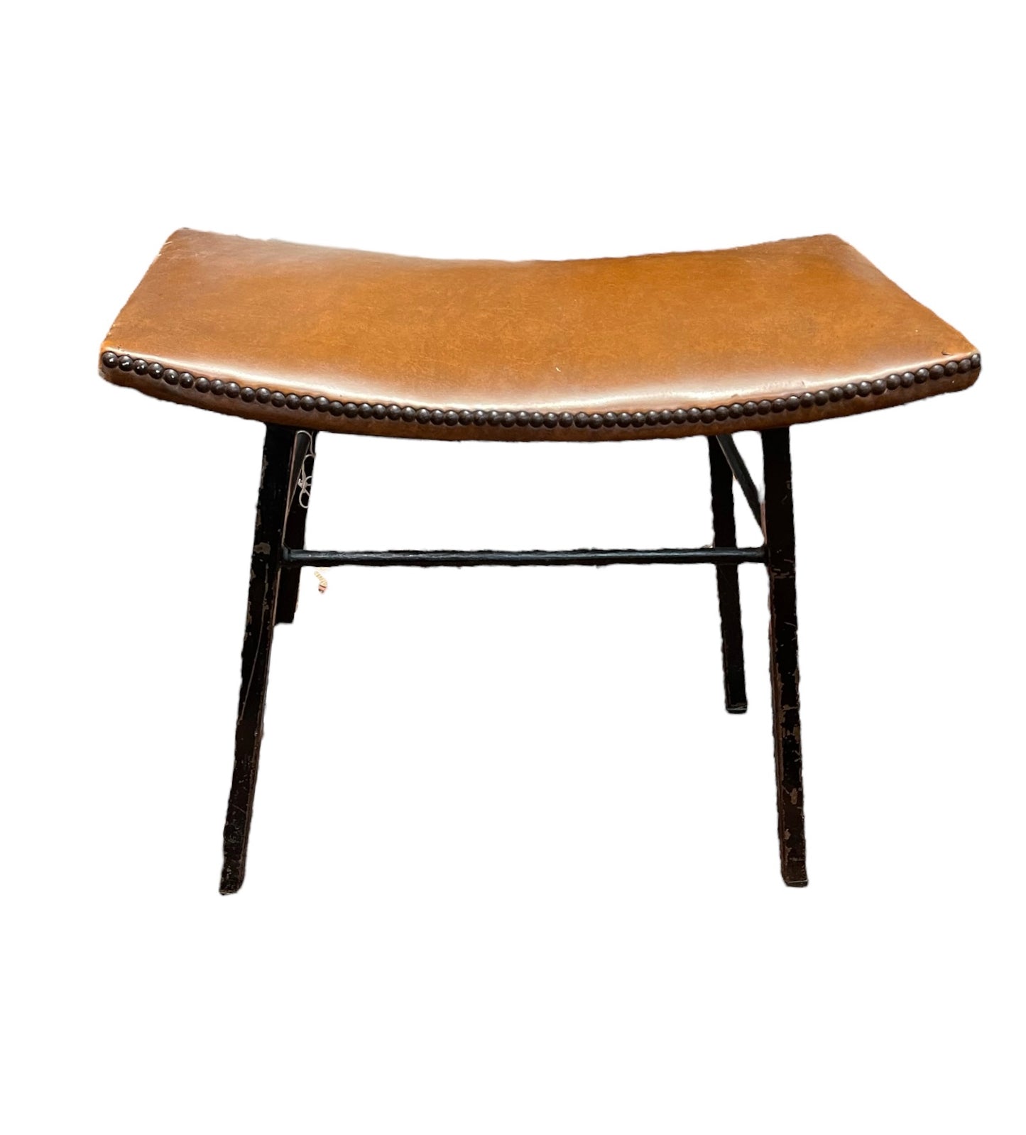 Metal Framed Leather Topped Stool