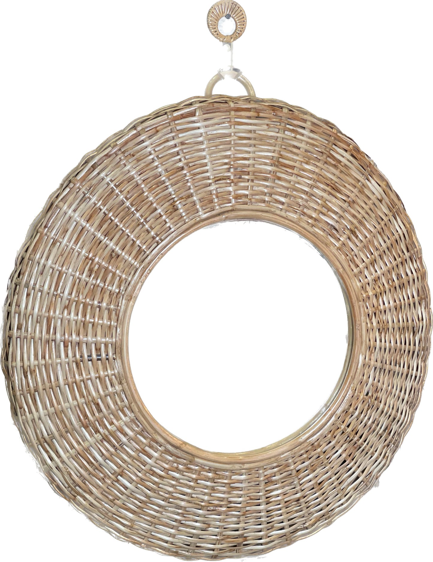 32” Rattan Mirror with Matching Hangar