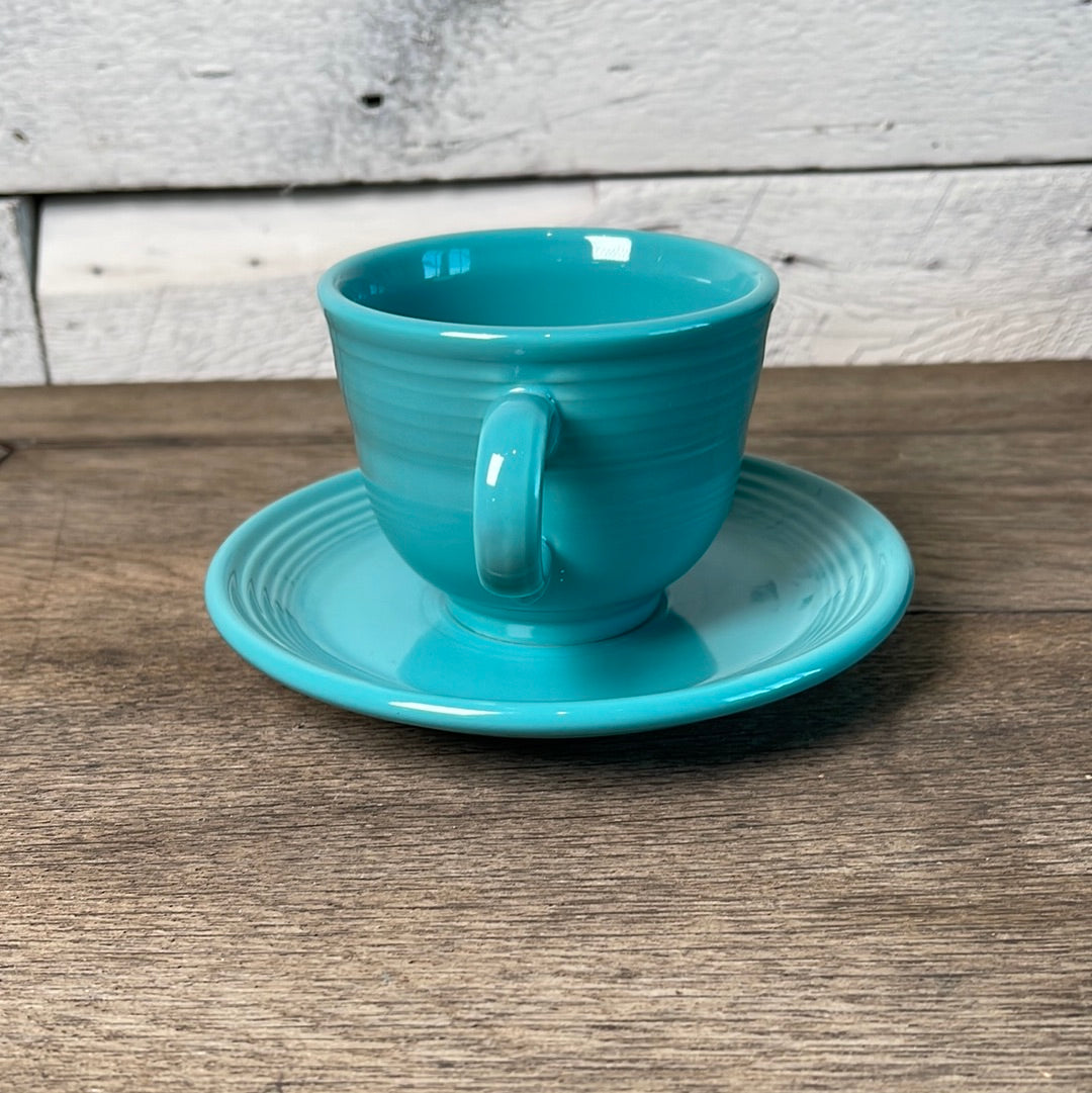 Turquoise Fiestaware Cup and Saucer