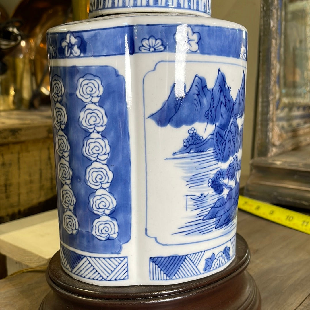 Small Blue & White Asian Lamp