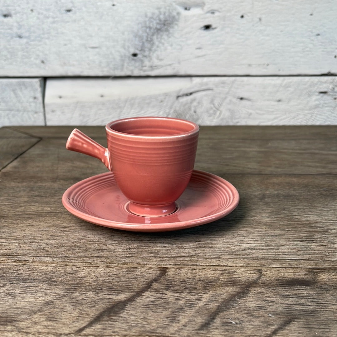 Vintage Fiestaware Peony Stick Handle Demitasse Cup & Saucer Set