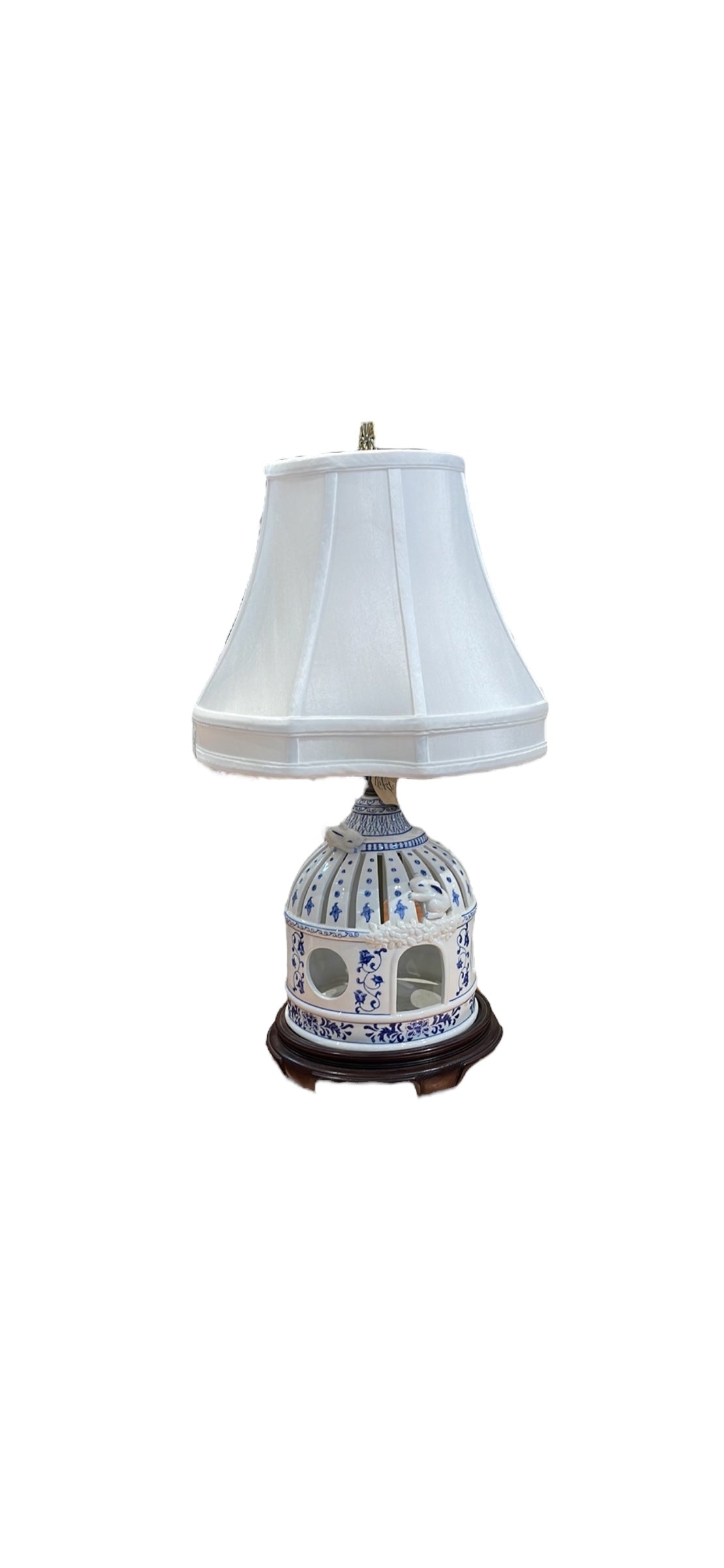 Blue & White Porcelain Bird Cage Lamp