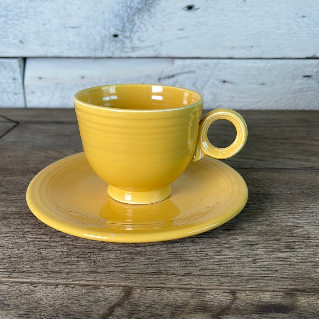 Antique Gold Fiesta Ware Cup and Saucer
