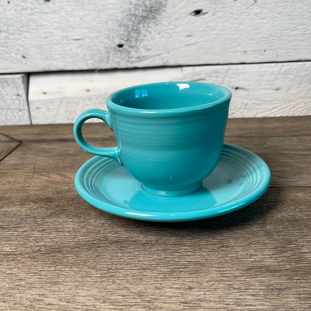Turquoise Fiestaware Cup and Saucer