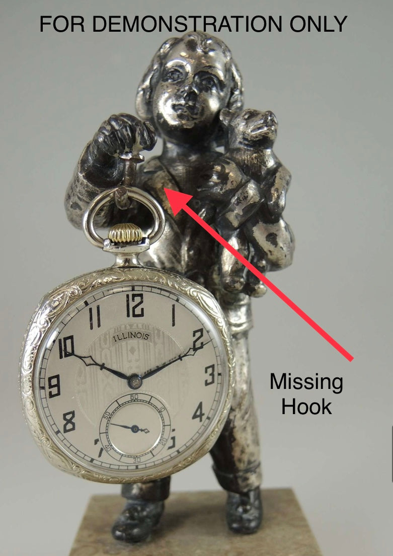 Statue of Boy Pocket Watch Holder Missing Hook