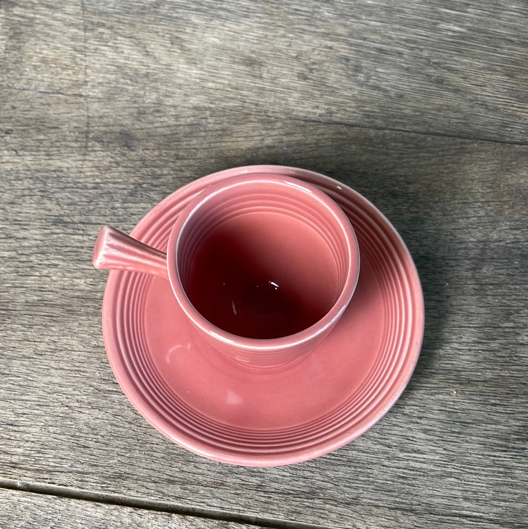 Vintage Fiestaware Peony Stick Handle Demitasse Cup & Saucer Set